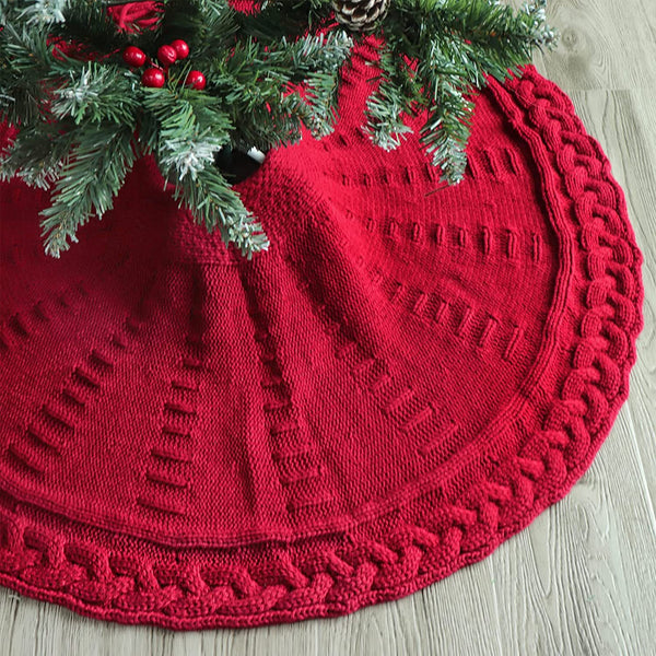 Falda de punto roja para árbol de Navidad