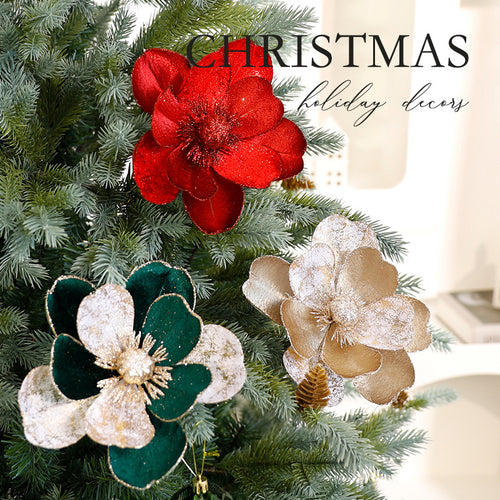 Flores decorativas para árbol de Navidad, 15 cm