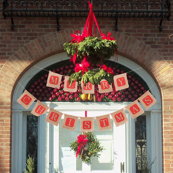 Banderín de arpillera «Merry Christmas»