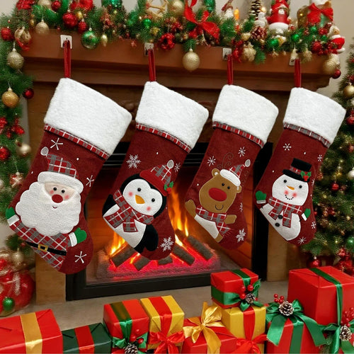 Calcetín navideño colgante: reno, pingüino, Papá Noel o muñeco de nieve