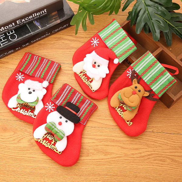 Bolsa de Papá Noel con calcetines dorados